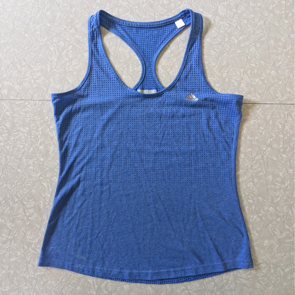 Adidas L Aeroknit Climacool Racerback Tank Top Blue Dots